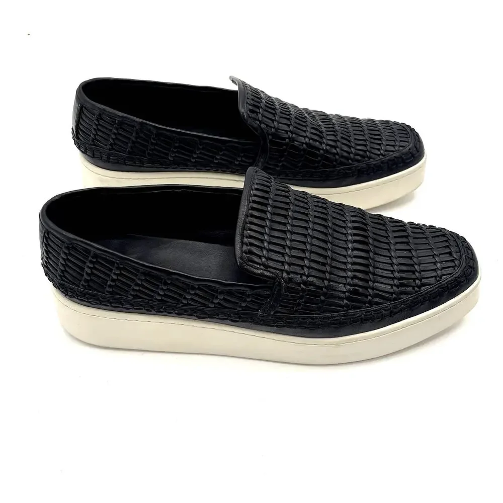 Vince Platform Black Textured Sneaker Shoes // 10